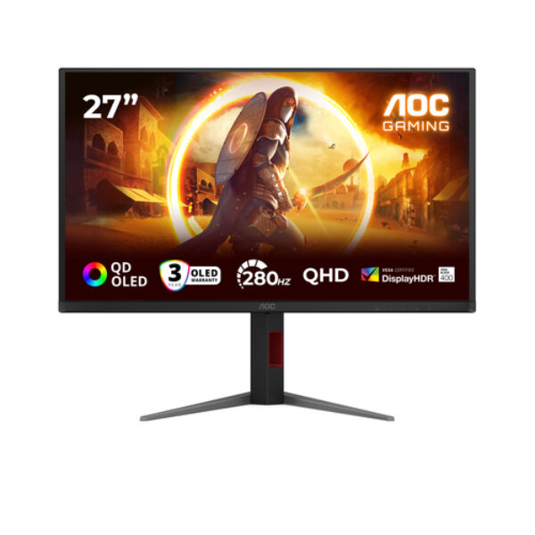 AOC G4 Q27G4ZD monitor komputerowy 68,6 cm (27") 2560 x 1440 px Quad HD QD-OLED Czarny, Czerwony