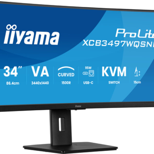 iiyama ProLite XCB3497WQSNP-B1 monitor komputerowy 86,4 cm (34") 3440 x 1440 px UltraWide Quad HD LED Czarny