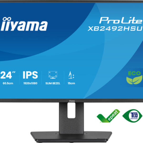 iiyama ProLite XB2492HSU-B1 monitor komputerowy 60,5 cm (23.8") 1920 x 1080 px Full HD LED Czarny