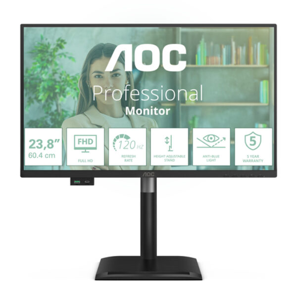 AOC 24P4U monitor komputerowy 60,5 cm (23.8") 1920 x 1080 px Full HD Czarny