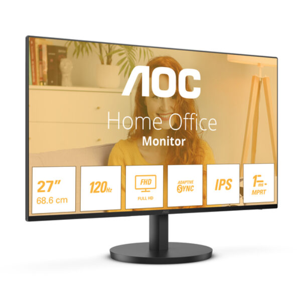 AOC B3 27B3HA2 monitor komputerowy 68,6 cm (27") 1920 x 1080 px Full HD LED Czarny