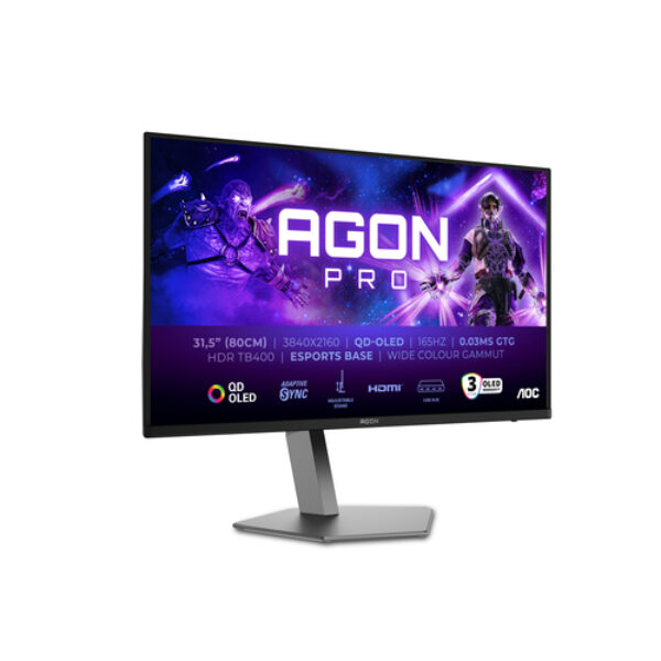 AOC AGON PRO AG326UD monitor komputerowy 80 cm (31.5") 3840 x 2160 px 4K Ultra HD QD-OLED Czarny