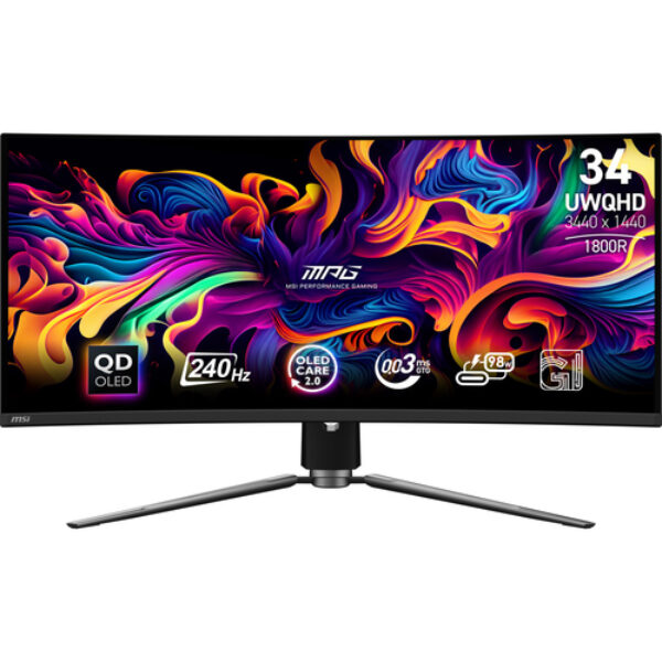 MSI MPG 341CQPX QD-OLED monitor komputerowy 86,4 cm (34") 3440 x 1440 px UltraWide Quad HD Czarny