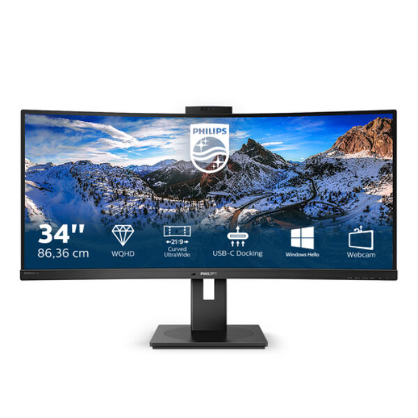 Philips P Line 346P1CRH/00 monitor komputerowy 86,4 cm (34") 3440 x 1440 px UltraWide Quad HD LED Czarny