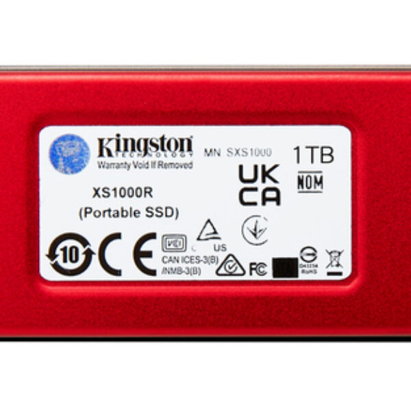 Kingston Technology 1TB Przenośny dysk SSD XS1000 USB 3.2 Gen 2, Czerwony