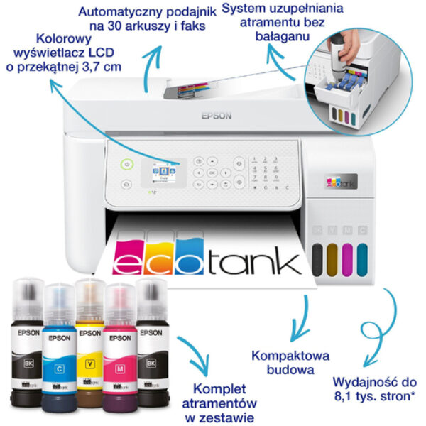 Epson EcoTank L5316 Atramentowa A4 5760 x 1440 DPI 33 stron/min Wi-Fi