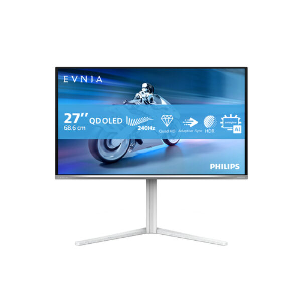 Philips Evnia 6000 27M2N6501L/00 monitor komputerowy 67,3 cm (26.5") 2560 x 1440 px Quad HD QD-OLED Biały