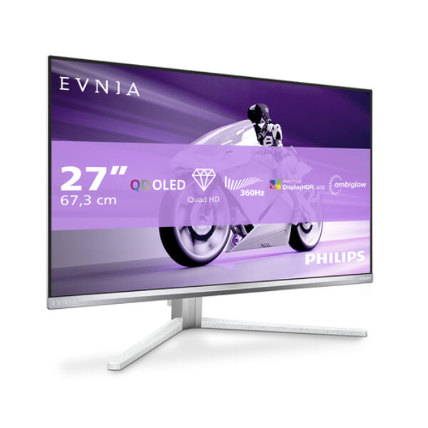 Philips Evnia 8000 27M2N8500/00 monitor komputerowy 67,3 cm (26.5") 2560 x 1440 px Quad HD QD-OLED Biały