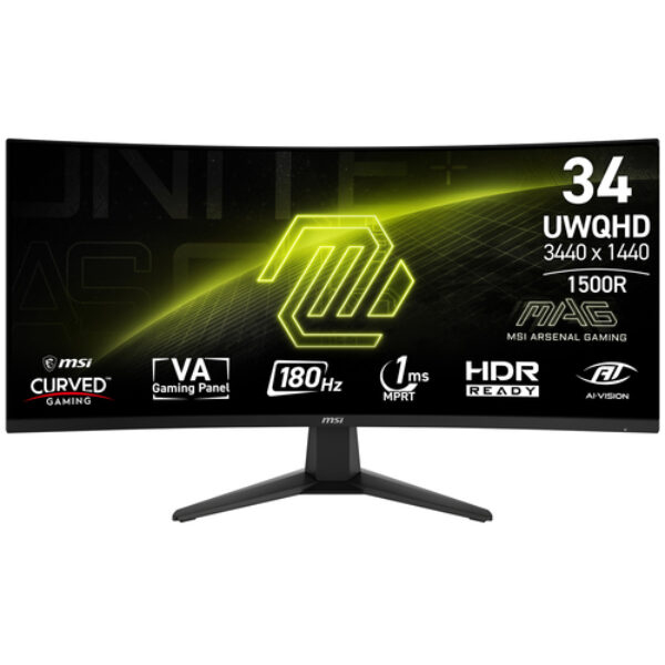 MSI MAG 346CQ monitor komputerowy 86,4 cm (34") 3440 x 1440 px UltraWide Dual Quad HD LCD Czarny