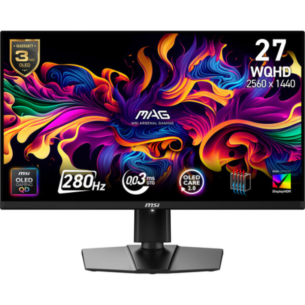MSI MAG 271QP QD-OLED X28 monitor komputerowy 67,3 cm (26.5") 2560 x 1440 px Wide Quad HD Czarny