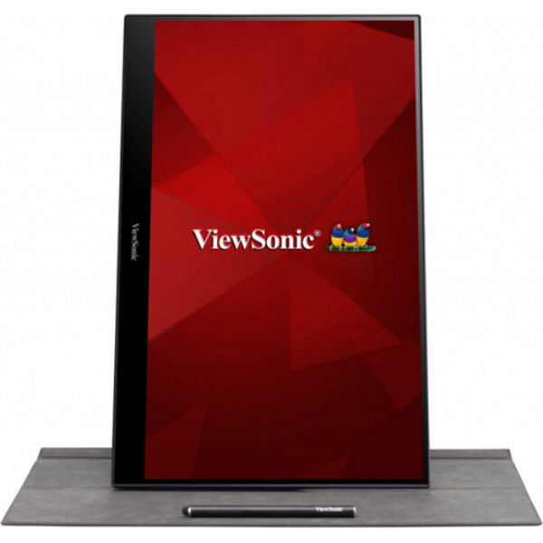 Viewsonic TD1655 monitor komputerowy 39,6 cm (15.6") 1920 x 1080 px Full HD LED Ekran dotykowy Przeznaczony dla wielu użytkowników Czarny, Srebrny