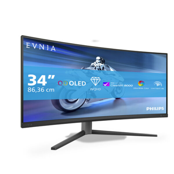 Philips Evnia 34M2C6500/00 monitor komputerowy 86,4 cm (34") 3440 x 1440 px Wide Quad HD QD-OLED Szary