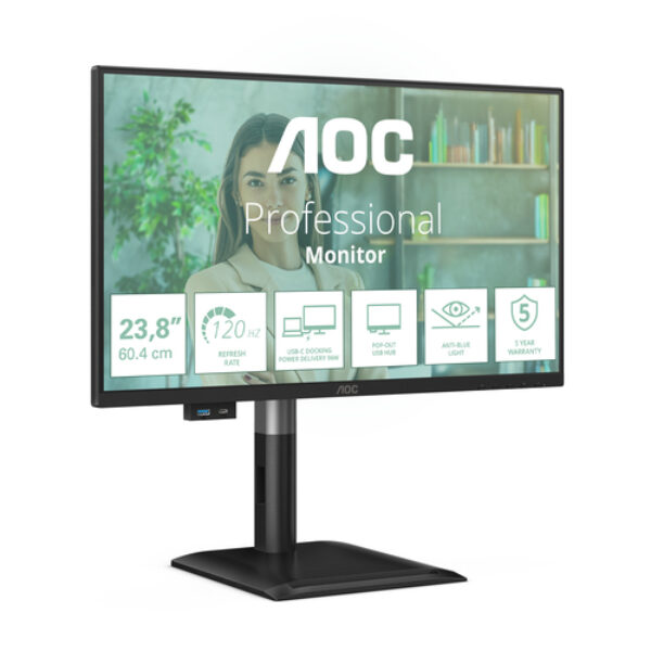 AOC 24P4CV monitor komputerowy 60,5 cm (23.8") 1920 x 1080 px Full HD LED Czarny