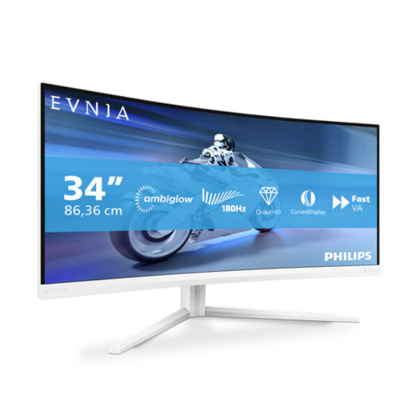 Philips Evnia 5000 34M2C5501A/00 monitor komputerowy 86,4 cm (34") 3440 x 1440 px Wide Quad HD LCD Biały