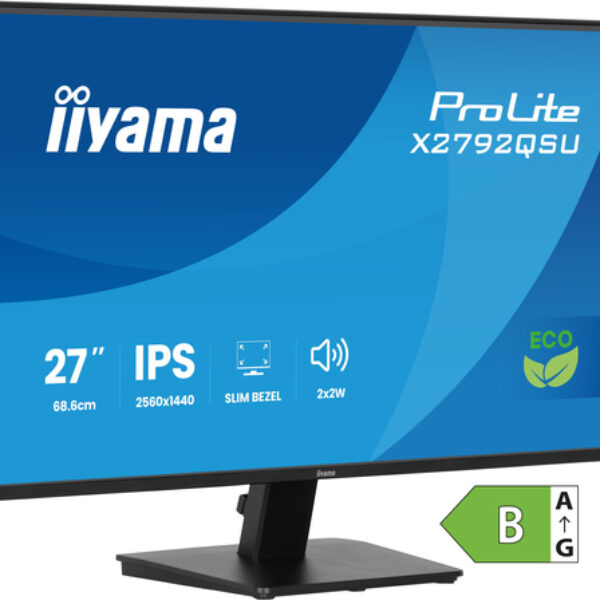iiyama ProLite X2792QSU-B1 monitor komputerowy 68,6 cm (27") 2560 x 1440 px Quad HD LED Czarny