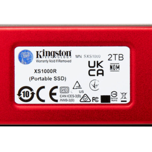 Kingston Technology 2TB Przenośny dysk SSD XS1000 USB 3.2 Gen 2, Czerwony