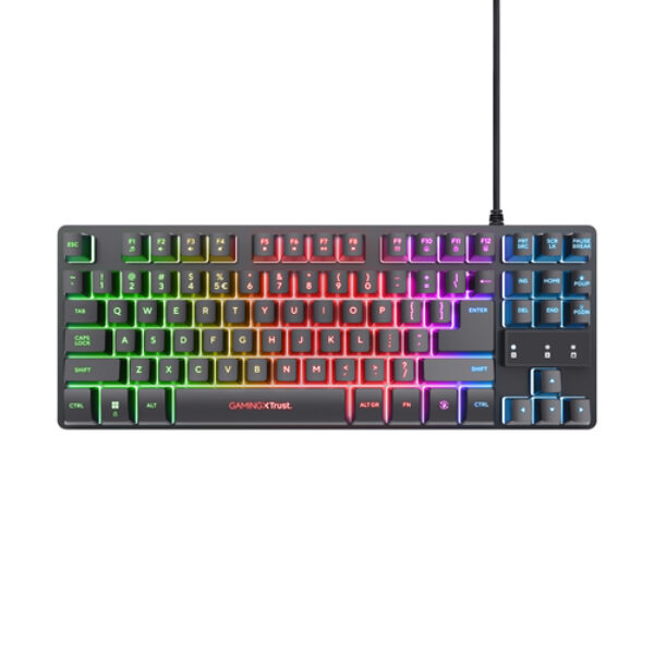 Trust GXT 833 Thado klawiatura Gaming USB Holenderski Czarny, Srebrny
