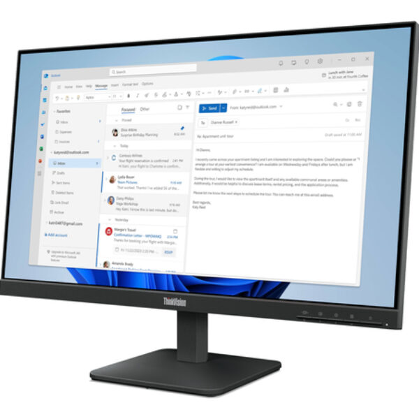 Lenovo ThinkVision S24-4e monitor komputerowy 60,5 cm (23.8") 1920 x 1080 px Full HD LED Czarny