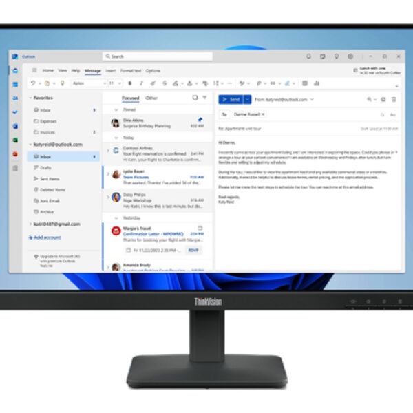 Lenovo ThinkVision S24-4e monitor komputerowy 60,5 cm (23.8") 1920 x 1080 px Full HD LED Czarny
