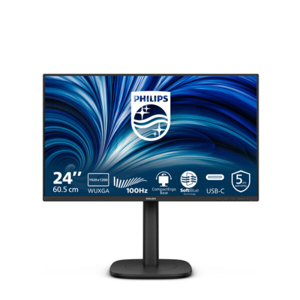 Philips 3000 series 24B2N3200D/00 monitor komputerowy 61,2 cm (24.1") 1920 x 1200 px WUXGA LCD Czarny