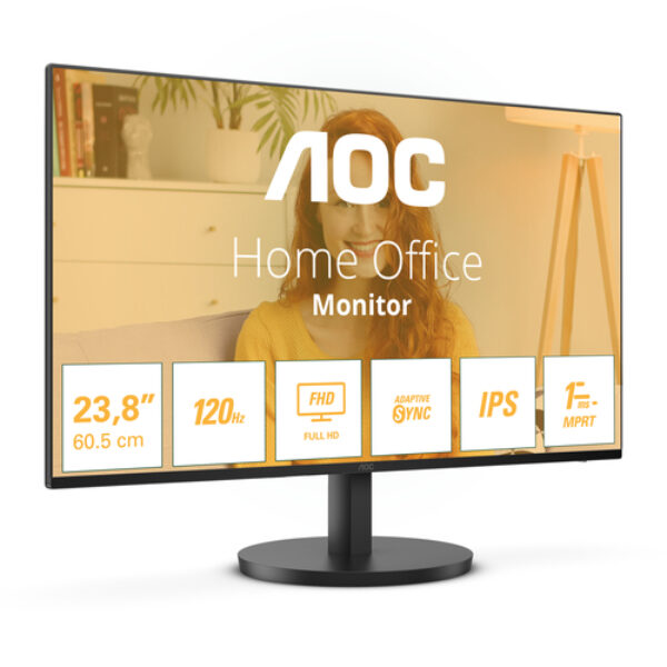 AOC 24B3HA2 monitor komputerowy 60,5 cm (23.8") 1920 x 1080 px Full HD LED Czarny