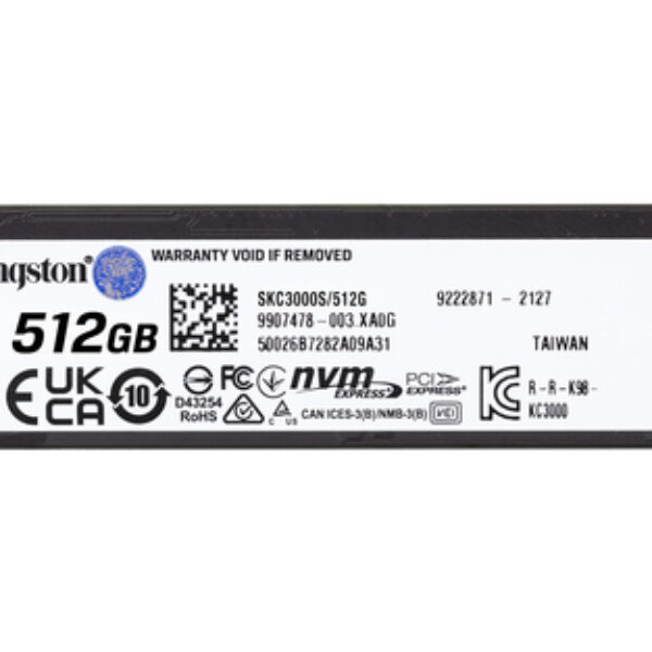 Kingston Technology KC3000 512 GB M.2 PCI Express 4.0 NVMe 3D TLC