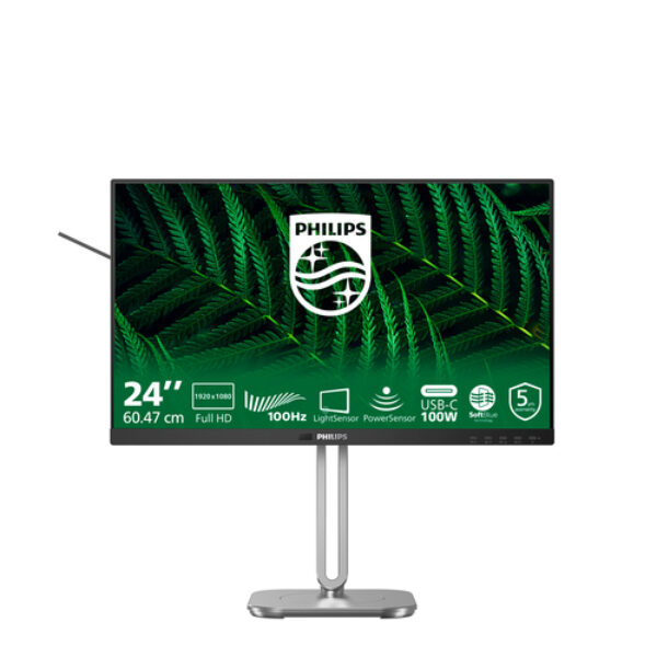 Philips 5000 series 24B2G5301/00 monitor komputerowy 60,5 cm (23.8") 1920 x 1080 px Full HD LCD Czarny