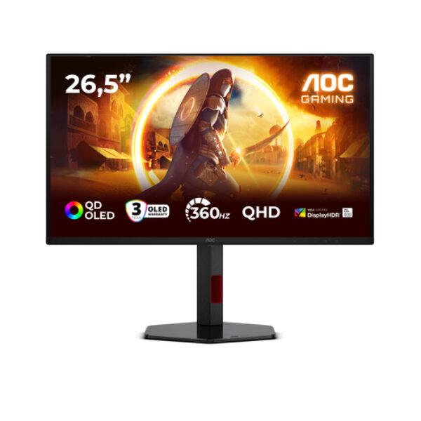AOC G4 Q27G4SDR monitor komputerowy 67,3 cm (26.5") 2560 x 1440 px Quad HD QD-OLED Czarny, Czerwony