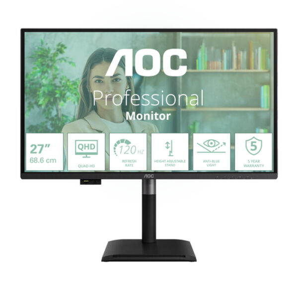 AOC Q27P4U monitor komputerowy 68,6 cm (27") 2560 x 1440 px Wide Quad HD Czarny