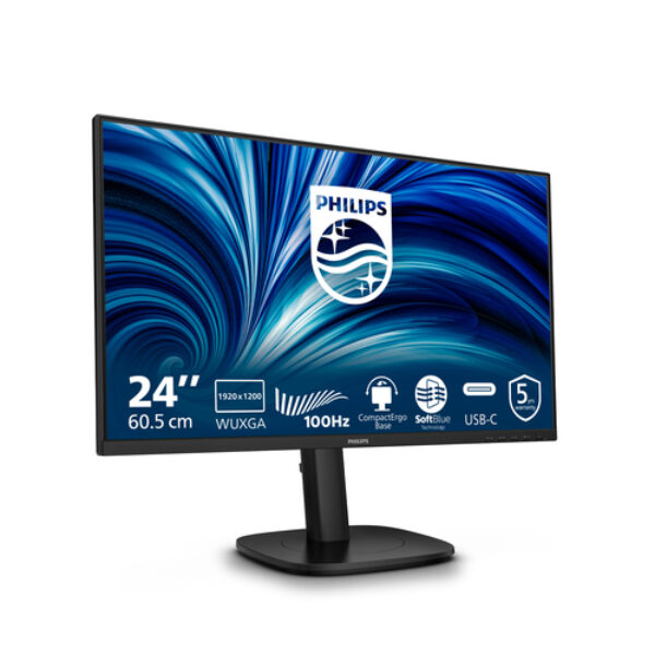Philips 3000 series 24B2N3200D/00 monitor komputerowy 61,2 cm (24.1") 1920 x 1200 px WUXGA LCD Czarny