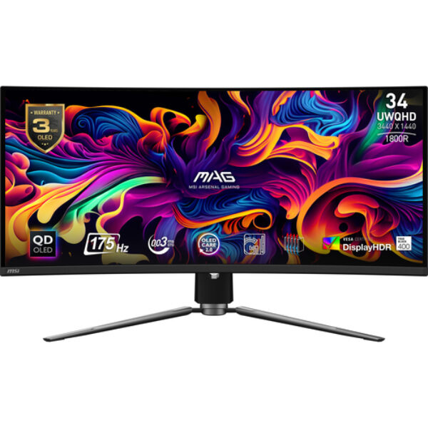 MSI MAG 341CQP QD-OLED monitor komputerowy 86,4 cm (34") 3440 x 1440 px UltraWide Quad HD Czarny