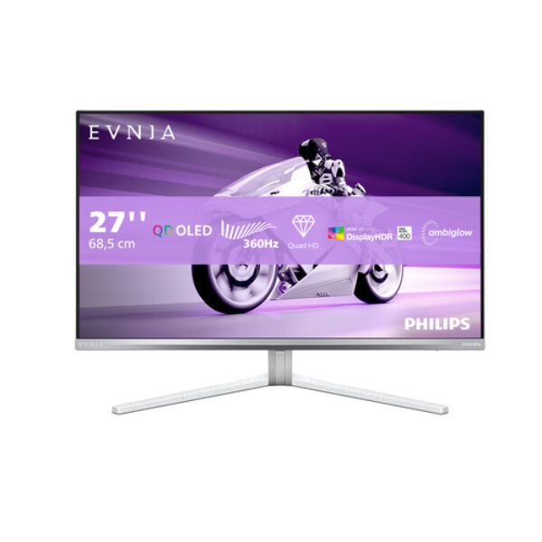 Philips Evnia 8000 27M2N8500/00 monitor komputerowy 67,3 cm (26.5") 2560 x 1440 px Quad HD QD-OLED Biały