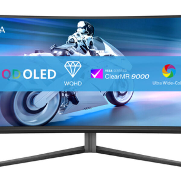 Philips Evnia 34M2C6500/00 monitor komputerowy 86,4 cm (34") 3440 x 1440 px Wide Quad HD QD-OLED Szary