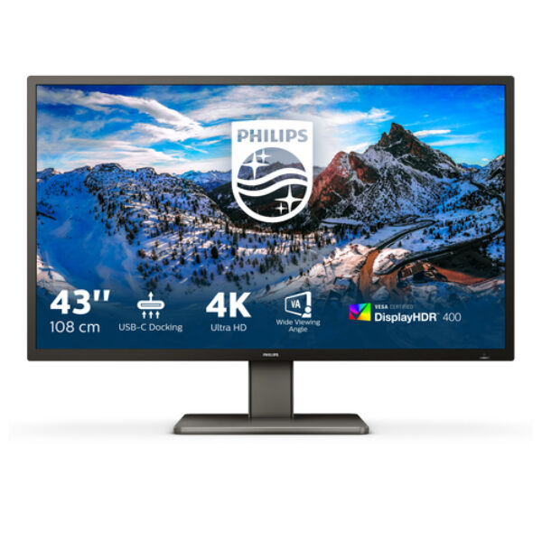 Philips P Line 439P1/00 monitor komputerowy 108 cm (42.5") 3840 x 2160 px 4K Ultra HD LCD Czarny