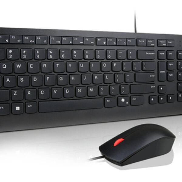 Lenovo Essential Wired Combo Black US Euro klawiatura Dołączona myszka Uniwersalne USB Czarny