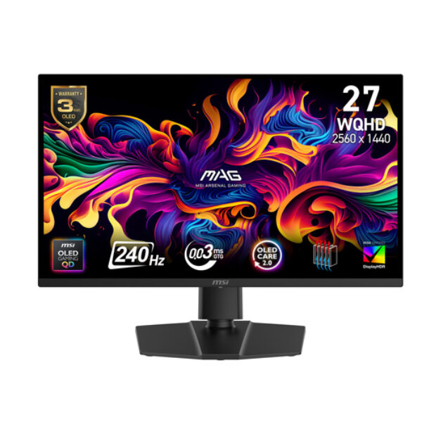 MSI MAG 271QP QD-OLED X24 monitor komputerowy 67,3 cm (26.5") 2560 x 1440 px Wide Quad HD Czarny