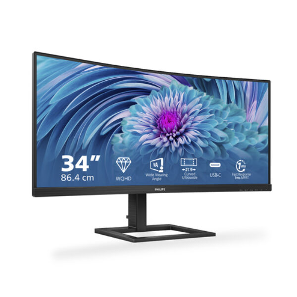 Philips E Line 346E2CUAE/00 monitor komputerowy 86,4 cm (34") 3440 x 1440 px Wide Quad HD+ LCD Czarny