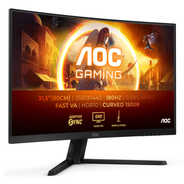 AOC G4 CQ32G4VE monitor komputerowy 80 cm (31.5") 2560 x 1440 px Quad HD LCD Czarny, Szary