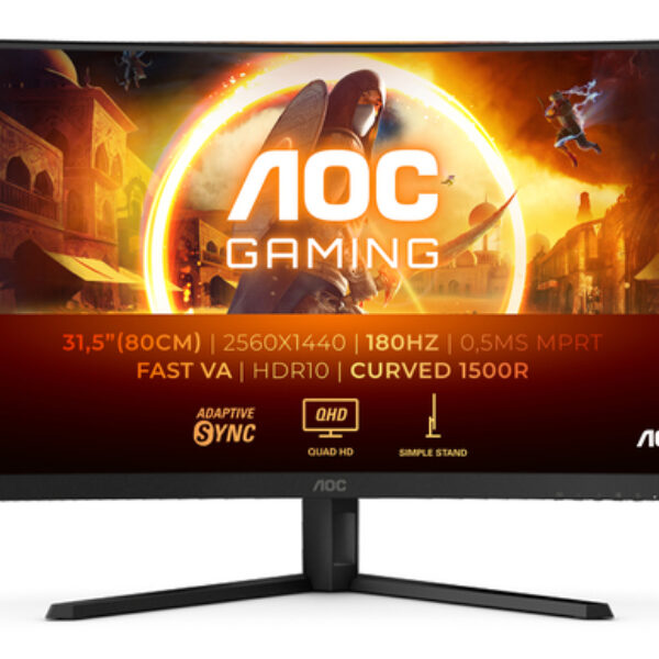 AOC G4 CQ32G4VE monitor komputerowy 80 cm (31.5") 2560 x 1440 px Quad HD LCD Czarny, Szary