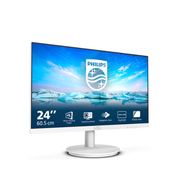 Philips V Line 241V8AW/00 monitor komputerowy 60,5 cm (23.8") 1920 x 1080 px Full HD LCD Biały