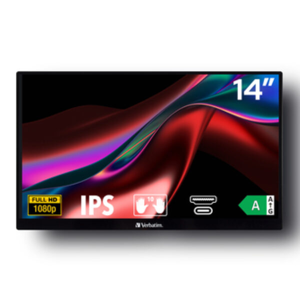 Verbatim 49591 monitor komputerowy 35,6 cm (14") 1920 x 1080 px Full HD LCD Ekran dotykowy Czarny