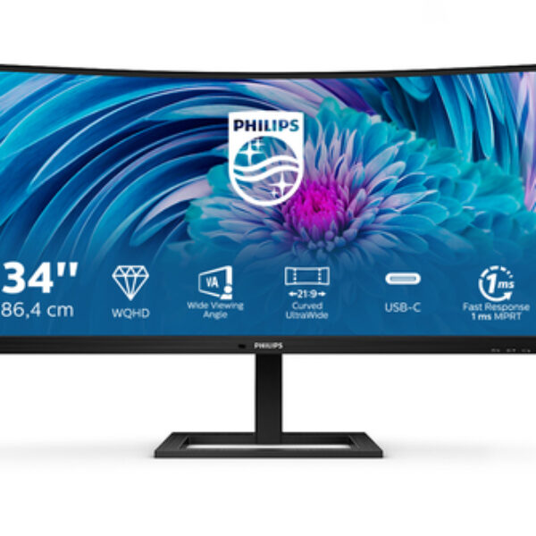 Philips E Line 346E2CUAE/00 monitor komputerowy 86,4 cm (34") 3440 x 1440 px Wide Quad HD+ LCD Czarny