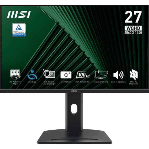 MSI Pro MP275QPG monitor komputerowy 68,6 cm (27") 2560 x 1440 px Wide Quad HD LCD Czarny