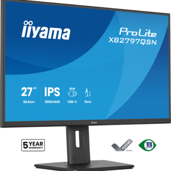 iiyama ProLite XB2797QSN-B1 monitor komputerowy 68,6 cm (27") 2560 x 1440 px Quad HD LCD Czarny