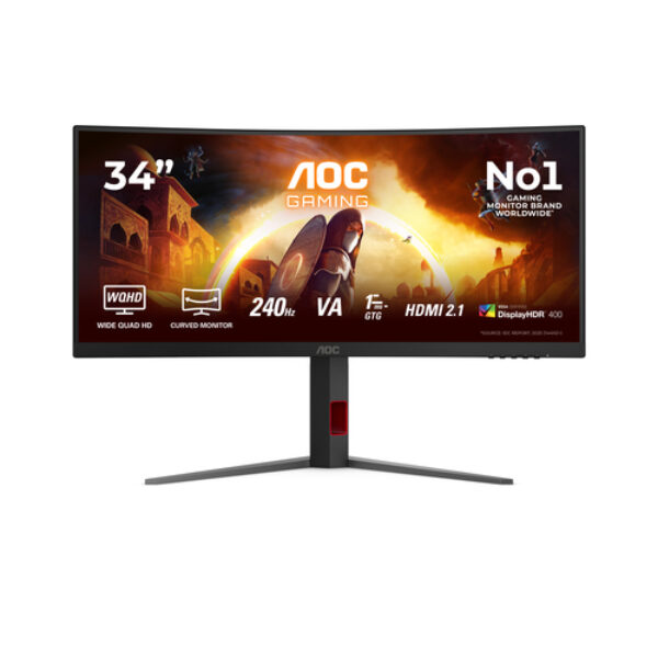 AOC G4 CU34G4Z monitor komputerowy 86,4 cm (34") 3440 x 1440 px Wide Quad HD LED Czarny, Czerwony