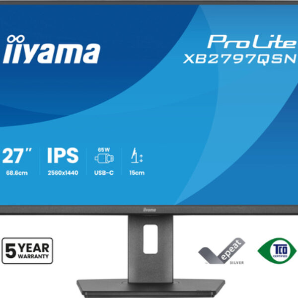 iiyama ProLite XB2797QSN-B1 monitor komputerowy 68,6 cm (27") 2560 x 1440 px Quad HD LCD Czarny