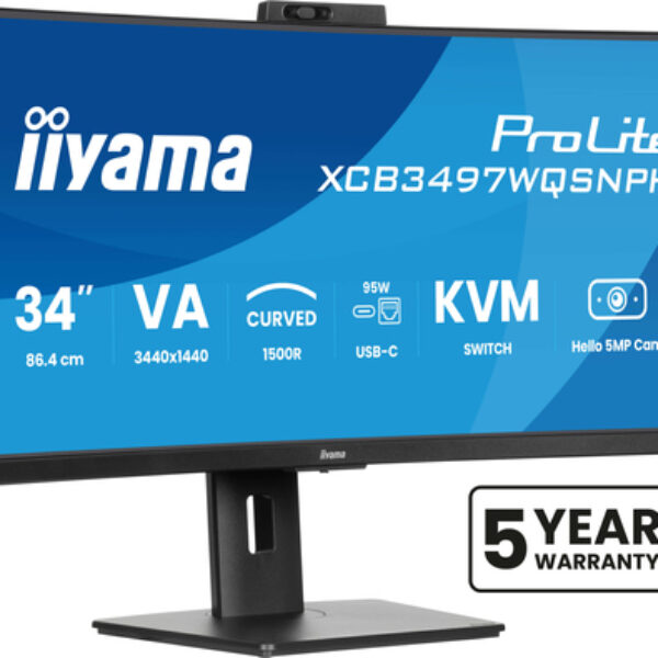 iiyama ProLite XCB3497WQSNPH-B1 monitor komputerowy 86,4 cm (34") 3440 x 1440 px UltraWide Quad HD LED Czarny