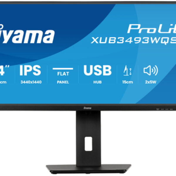 iiyama ProLite XUB3493WQSU-B6 monitor komputerowy 86,4 cm (34") 3440 x 1440 px UltraWide Quad HD LED Czarny
