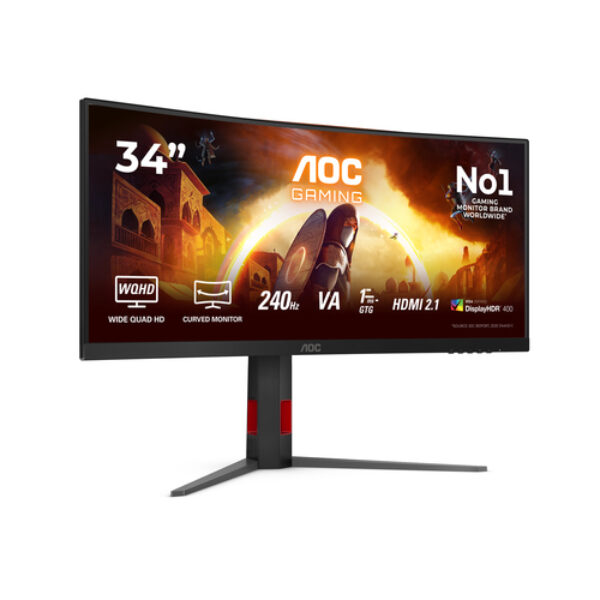 AOC G4 CU34G4Z monitor komputerowy 86,4 cm (34") 3440 x 1440 px Wide Quad HD LED Czarny, Czerwony