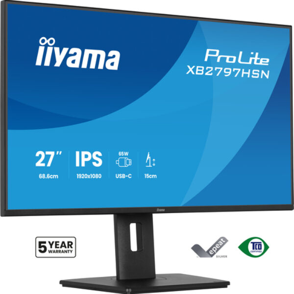 iiyama ProLite XB2797HSN-B1 monitor komputerowy 68,6 cm (27") 1920 x 1080 px Full HD LCD Czarny